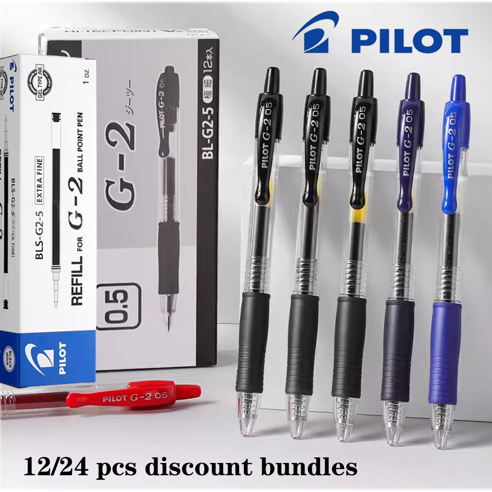 Pilot Pen G2 - 12/24 個本物のパイロットゲルペンセット BL-G2 速乾性インクスムーズに書く 0.38/0.5/0.7/1.0 ミリメートル交換可能なリフィル日本文具
