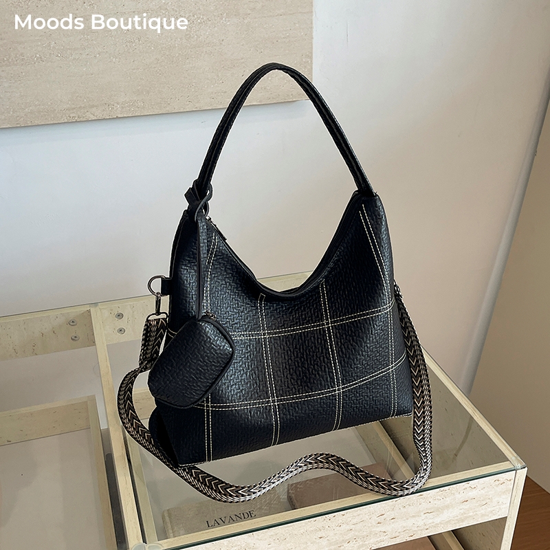 大容量女性用ホーボートートバッグ ブラック コントラストステ - Tote Bag Sublimation のレビューと価格